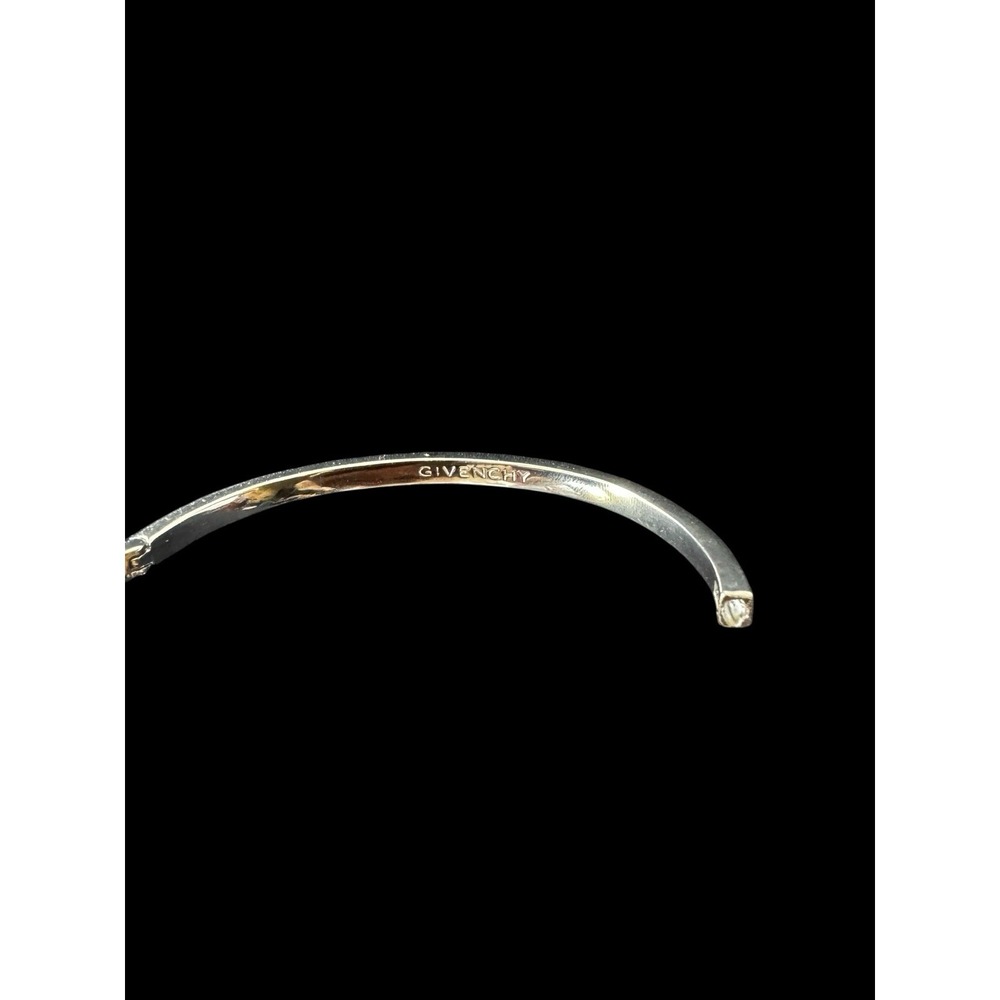 Givenchy Silver Rhinestone Bangle Bracelet Hinged Elegant Understated, Signed - Picture 6 of 8